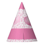 90th Birthday Number Pattern roze/White Scallops Feesthoedjes (Achterkant)