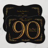 90th, Birthday party 90th, geweldige Gatsby, zwart Kaart (Voorkant / Achterkant)