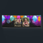 90th Birthday Party Black and Gold Balloons Foto Spandoek<br><div class="desc">90e verjaardag Zwarte en goudkleurige ballonnen en Confetti fotobanner. Voor verdere aanpassing,  te klikken gelieve de knoop "van de Aanpassing het"en ons ontwerphulpmiddel te gebruiken om deze sjabloon te wijzigen.</div>