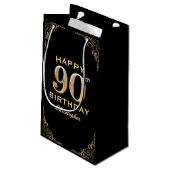 90th Birthday Party Black and Gold Glitter Lijst Klein Cadeauzakje (Achterkant Gekanteld)