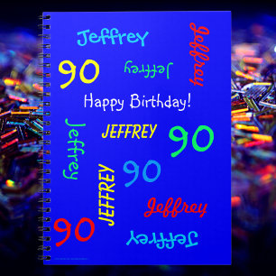 90th Birthday Party Blue Guest Book, Repeat Names Notitieboek