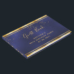 90th Birthday Party dark blue gold confetti Gastenboek<br><div class="desc">Een 90e Birthday Party Guest Book voor hem,  jongen,  man in donkerblauwe,  marineblauwe achtergrond. De blauwe kleur is ongelijk. Met een gouden lijst en gouden confetti sprinkle,  gouden gekleurde letters. Spine: voeg je eigen tekst toe.</div>