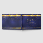90th Birthday Party dark blue gold confetti Gastenboek (Volledig)
