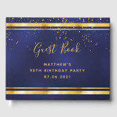 90th Birthday Party dark blue gold confetti Gastenboek (Voorkant)