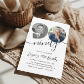 90th Birthday Party Elegant 2 Photo Birthday Kaart