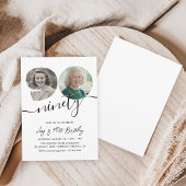 90th Birthday Party Elegant 2 Photo Birthday Kaart