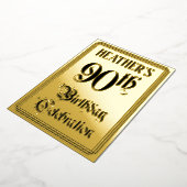 90th Birthday Party — Elegant Script + aangepaste  Folie Uitnodiging (Gedraaid)