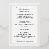 90th Birthday Party — Elegant Script + aangepaste  Folie Uitnodiging (Achterkant)