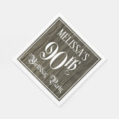 90th Birthday Party — Fancy script, Faux Wood Kijk Servet (Hoek)