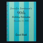 90th Birthday Party Guest Book Blue & Green Stripe Notitieboek<br><div class="desc">This 90th Birthday Party Guest Book is decorated with a blue and green striped pattern. Easy to customize,  just CHANGE or delete EXAMPLE TEXT TEXT. All Rights Reserved © 2014 Alan & Marcia Socolik.</div>