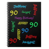 90th Birthday Party Guest Book, Repat Name Black Notitieboek (Voorkant)