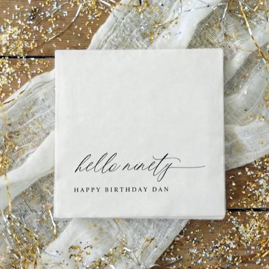 90th Birthday Party Hello 90 Modern Milestone Servet