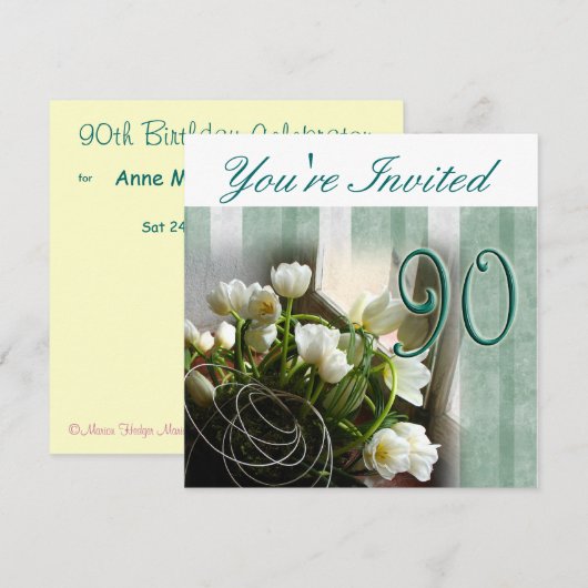 90th Birthday Party Invitation - Calla lilies Kaart (Voorkant / Achterkant)