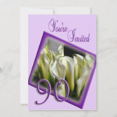 90th Birthday Party Invitation - Calla lilies Kaart (Voorkant)