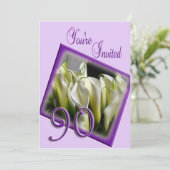 90th Birthday Party Invitation - Calla lilies Kaart (Staand voorkant)