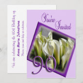 90th Birthday Party Invitation - Calla lilies Kaart (Voorkant / Achterkant)