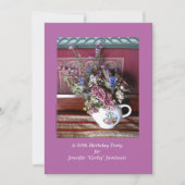 90th Birthday Party Invitation, Flowers in Teapot Kaart (Voorkant)