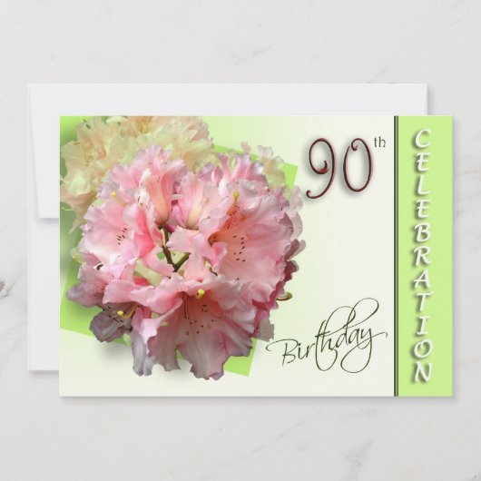 90th Birthday Party Invitation - Rhododendron Kaart (Voorkant)