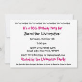 90th Birthday Party Invitation Sjabloon Pink Black Kaart (Achterkant)
