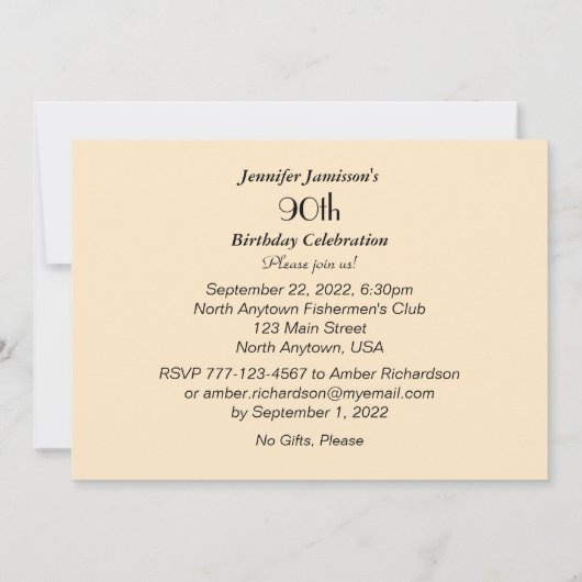 90th Birthday Party Invitation  Switchboard Kaart (Achterkant)