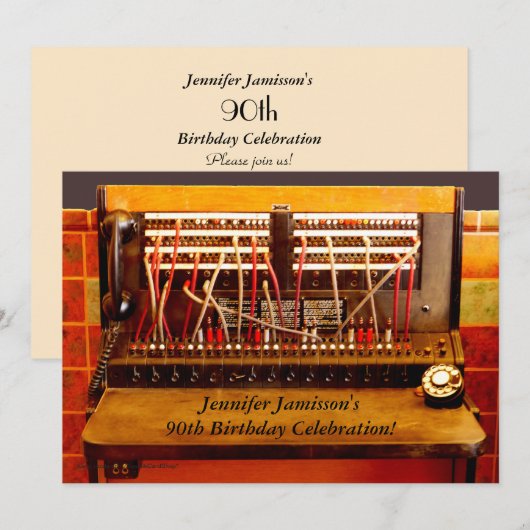 90th Birthday Party Invitation  Switchboard Kaart (Voorkant / Achterkant)