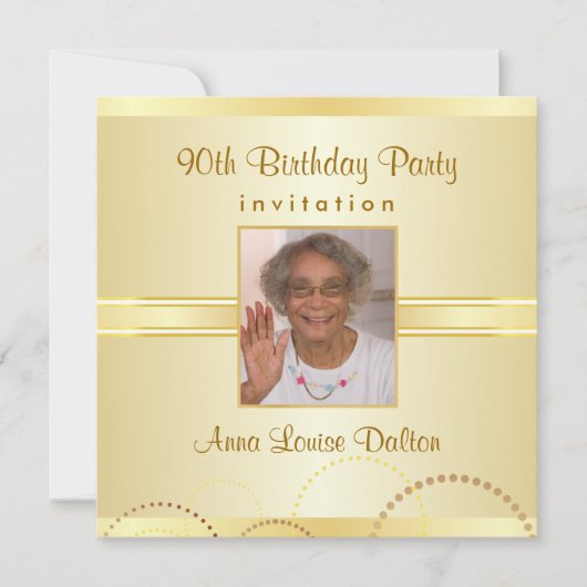 90th Birthday Party Invitations - Foto optioneel Kaart (Voorkant)