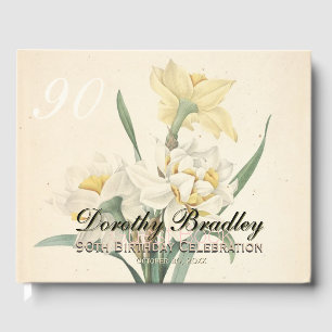90th Birthday Party Narcissus Custom Guest Book Gastenboek