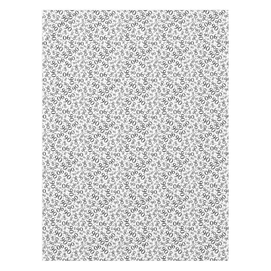 90th Birthday Party Number Pattern Black and White Tafelkleed (Voorkant)