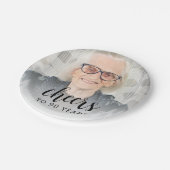 90th Birthday Party Photo Black Script Cheers Papieren Bordje (Gekanteld)