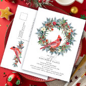 90th Birthday Party Red Cardinal Wreath Uitnodiging Briefkaart
