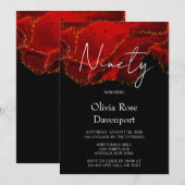 90th Birthday Party (Rode en zwarte alcohol) Kaart (Voorkant / Achterkant)