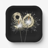 90th Birthday Party Sparklers on Black Papieren Bordje (Voorkant)