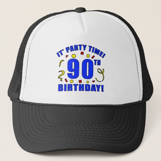 90th Birthday Party Time Trucker Pet (Voorkant)