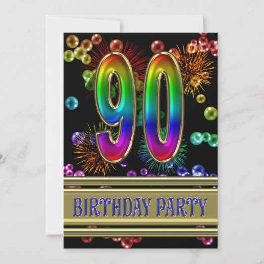 90th Birthday party Uitnodiging met bellen (Voorkant)