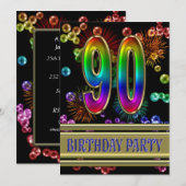 90th Birthday party Uitnodiging met bellen (Voorkant / Achterkant)