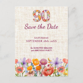 90th Birthday Party - Wildflower Save the Date Aankondigingskaart