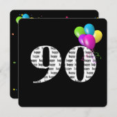 90th Birthday Party with ballonbos Kaart (Voorkant / Achterkant)
