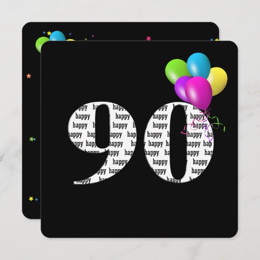 90th Birthday Party with ballonbos Kaart (Voorkant / Achterkant)