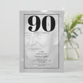 90th Birthday Photo Party Invitation Kaart (Staand voorkant)