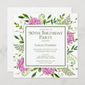 90th Birthday Pink Hydrangeas Card Request  Kaart (Voorkant / Achterkant)