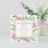 90th Birthday Pink Hydrangeas Card Request  Kaart (Staand voorkant)