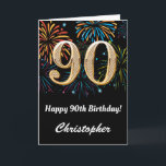 90th Birthday Rainbow Fireworks Black en Gold Kaart<br><div class="desc">90th Birthday Black en Gold Colorful Balloons Birthday Kaart. Voor verdere aanpassing,  te klikken gelieve de knoop "van de Aanpassing het"en ons ontwerphulpmiddel te gebruiken om deze sjabloon te wijzigen.</div>