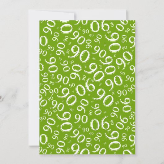 90th Birthday Random Number Pattern Green/White Kaart (Achterkant)
