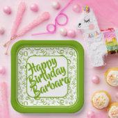 90th Birthday Random Number Pattern Green/White Papieren Bordje (Feest)