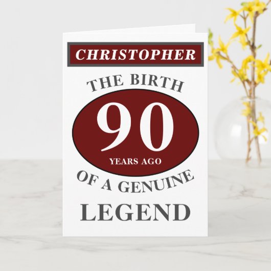 90th Birthday Red Echte Legend Jouw namen toevoege Kaart (Gele Bloem)