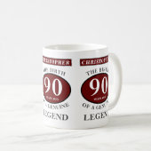 90th Birthday Red Echte Legend Jouw namen toevoege Koffiemok (Voorkant rechts)