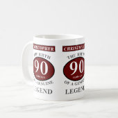 90th Birthday Red Echte Legend Jouw namen toevoege Koffiemok (Voorkant links)