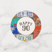 90th Birthday Retro Licence Borden Confetti (Kleine voorkant)