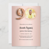 90th Birthday roos gouden foto Kaart (Voorkant)