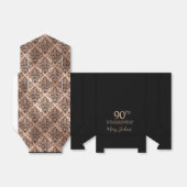 90th Birthday Rose Gold Damask Thank You Bedankdoosjes (Uitgevouwen)